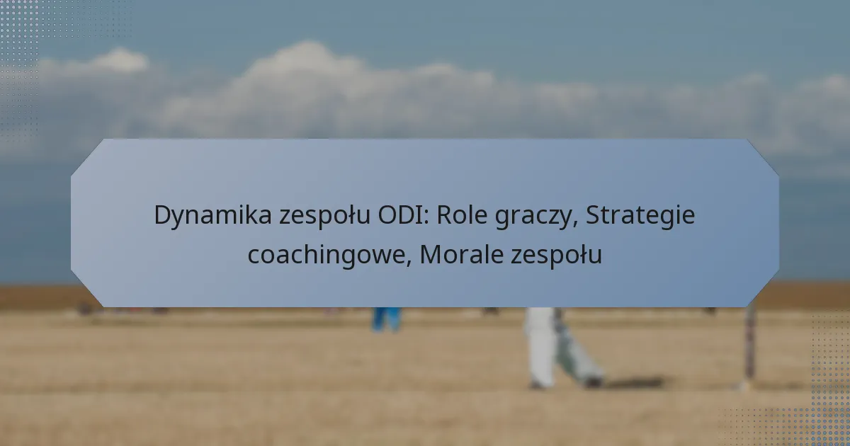 Dynamika zespołu ODI: Role graczy, Strategie coachingowe, Morale zespołu