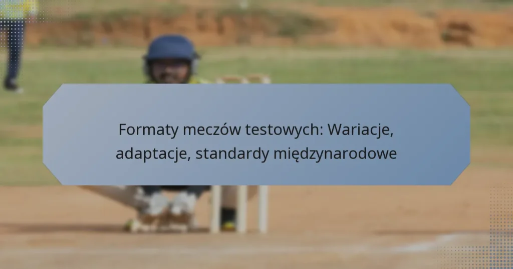 Formaty meczów testowych: Wariacje, adaptacje, standardy międzynarodowe