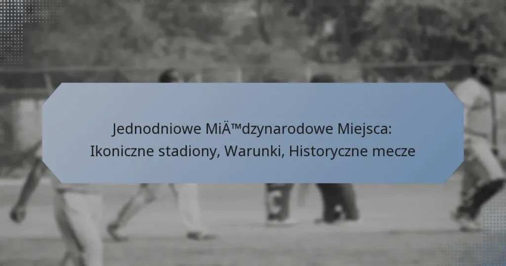 Jednodniowe Międzynarodowe Miejsca: Ikoniczne stadiony, Warunki, Historyczne mecze