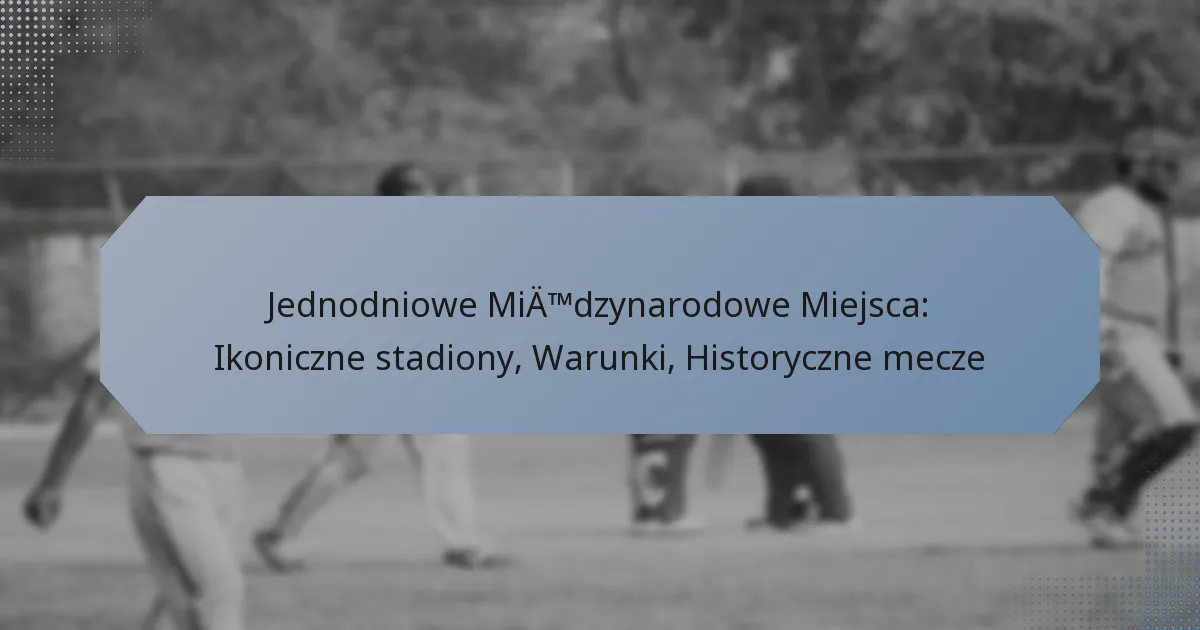 Jednodniowe Międzynarodowe Miejsca: Ikoniczne stadiony, Warunki, Historyczne mecze