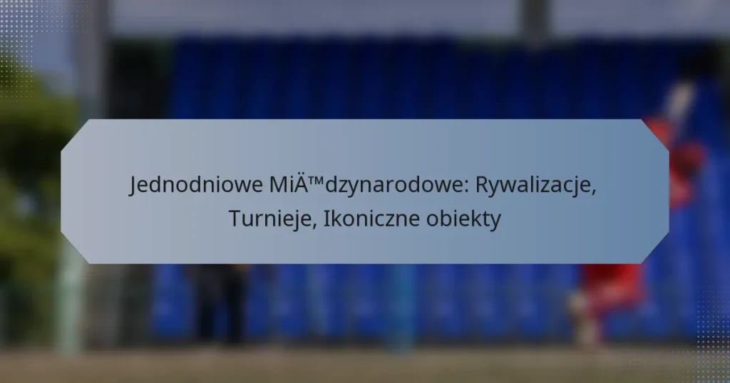 Jednodniowe Międzynarodowe: Rywalizacje, Turnieje, Ikoniczne obiekty