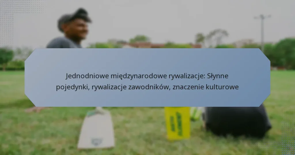 Jednodniowe międzynarodowe rywalizacje: Słynne pojedynki, rywalizacje zawodników, znaczenie kulturowe