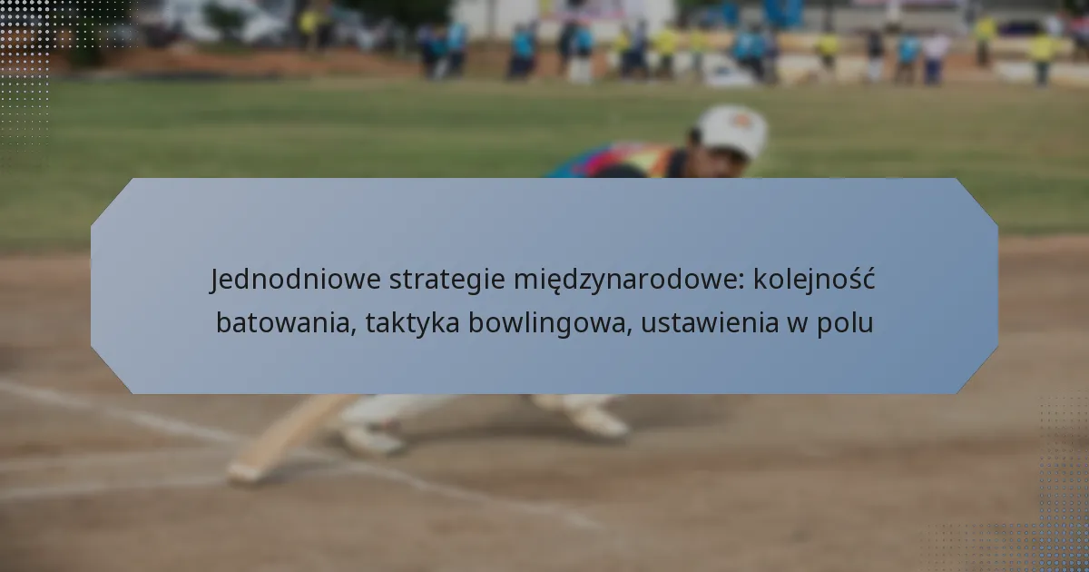 Jednodniowe strategie międzynarodowe: kolejność batowania, taktyka bowlingowa, ustawienia w polu