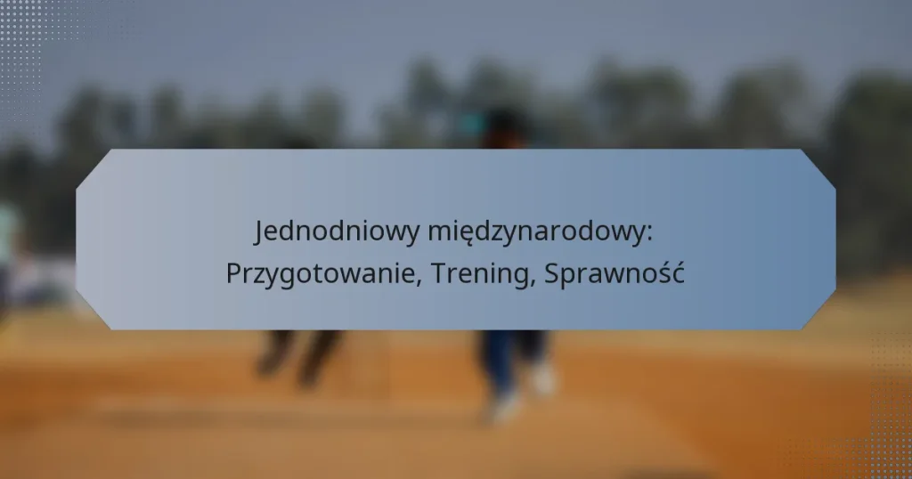 Jednodniowy międzynarodowy: Przygotowanie, Trening, Sprawność
