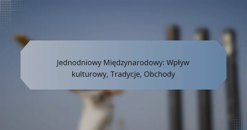 Jednodniowy Międzynarodowy: Wpływ kulturowy, Tradycje, Obchody