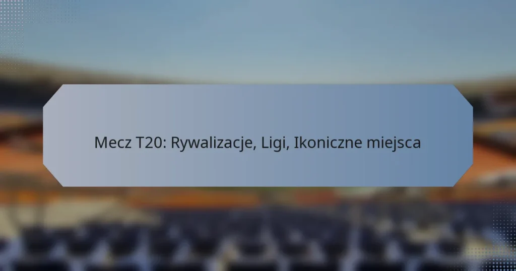 Mecz T20: Rywalizacje, Ligi, Ikoniczne miejsca