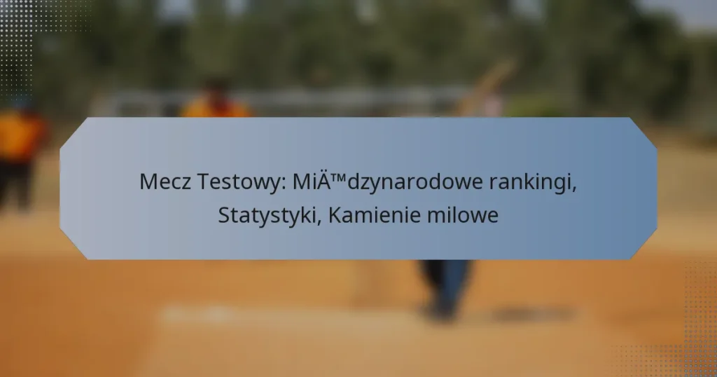 Mecz Testowy: Międzynarodowe rankingi, Statystyki, Kamienie milowe