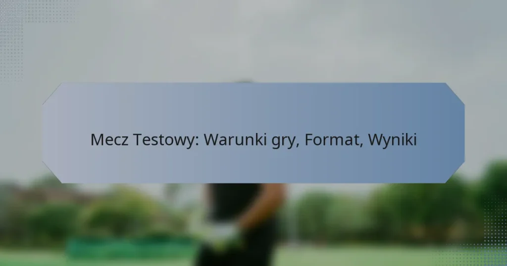 Mecz Testowy: Warunki gry, Format, Wyniki