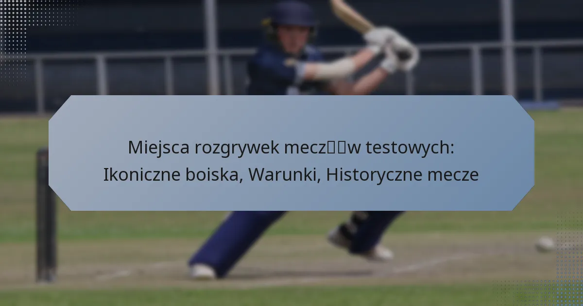 Miejsca rozgrywek meczów testowych: Ikoniczne boiska, Warunki, Historyczne mecze