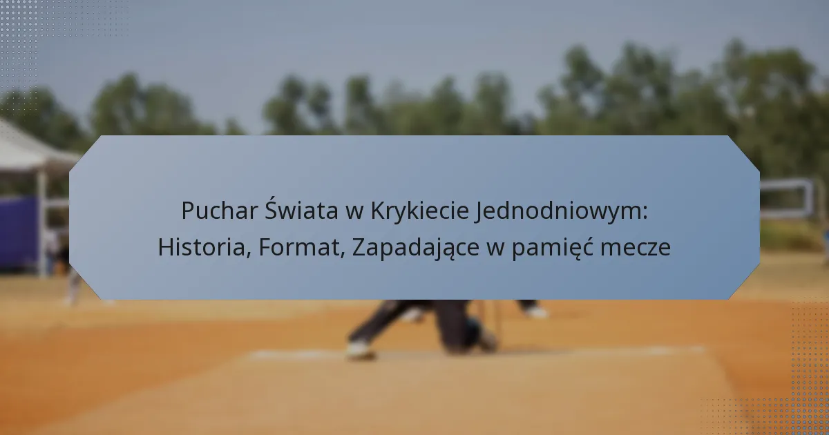Puchar Świata w Krykiecie Jednodniowym: Historia, Format, Zapadające w pamięć mecze