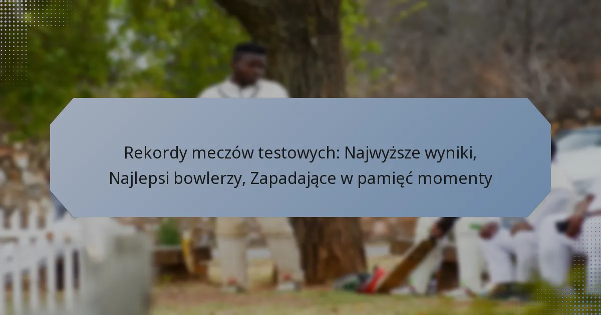 Rekordy meczów testowych: Najwyższe wyniki, Najlepsi bowlerzy, Zapadające w pamięć momenty