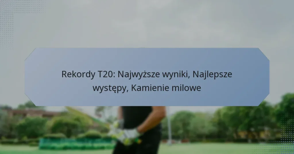 Rekordy T20: Najwyższe wyniki, Najlepsze występy, Kamienie milowe