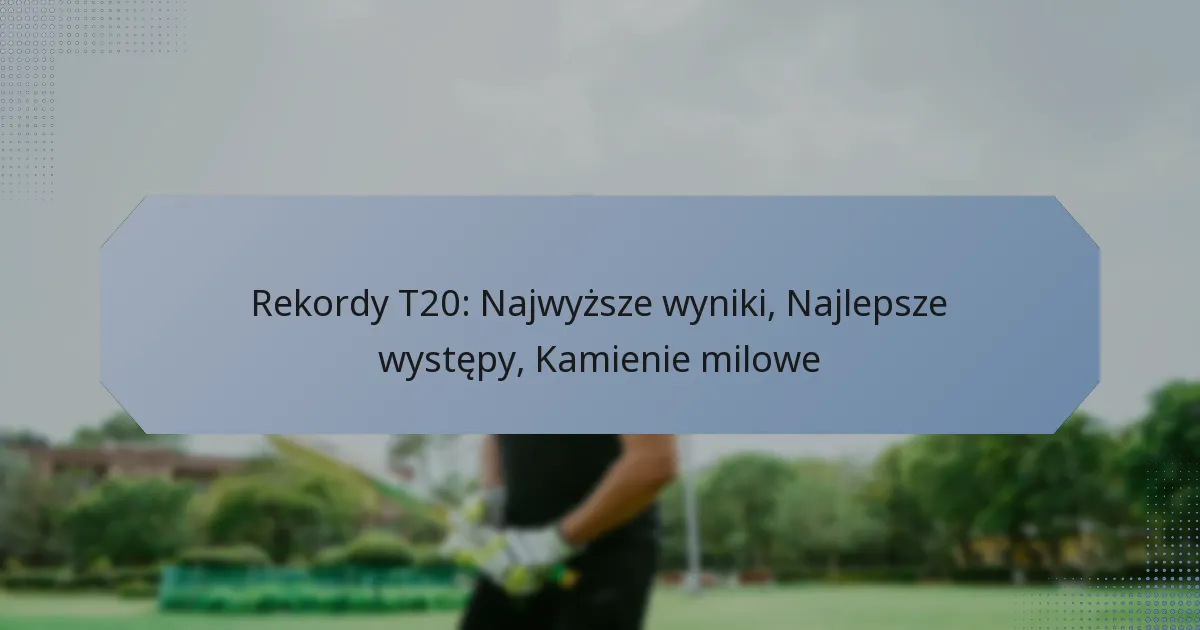 Rekordy T20: Najwyższe wyniki, Najlepsze występy, Kamienie milowe