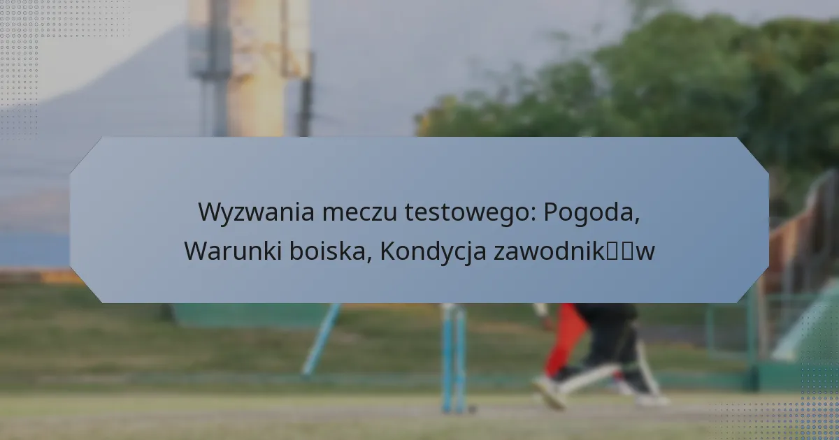 Wyzwania meczu testowego: Pogoda, Warunki boiska, Kondycja zawodników
