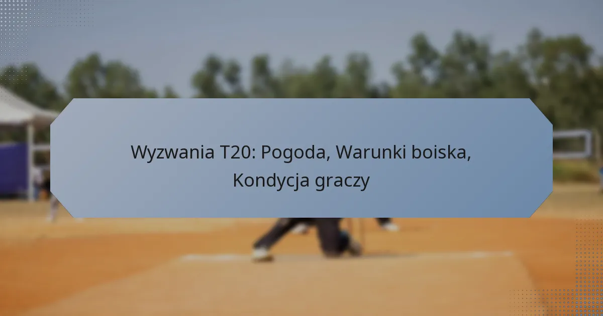 Wyzwania T20: Pogoda, Warunki boiska, Kondycja graczy