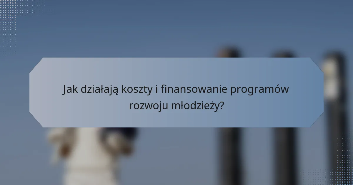 Jak działają koszty i finansowanie programów rozwoju młodzieży?