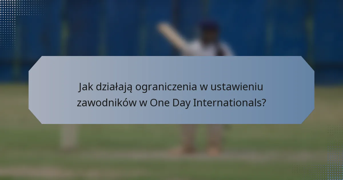 Jak działają ograniczenia w ustawieniu zawodników w One Day Internationals?