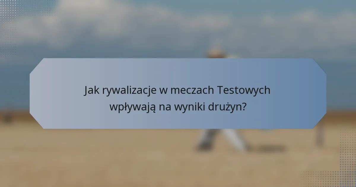 Jak rywalizacje w meczach Testowych wpływają na wyniki drużyn?
