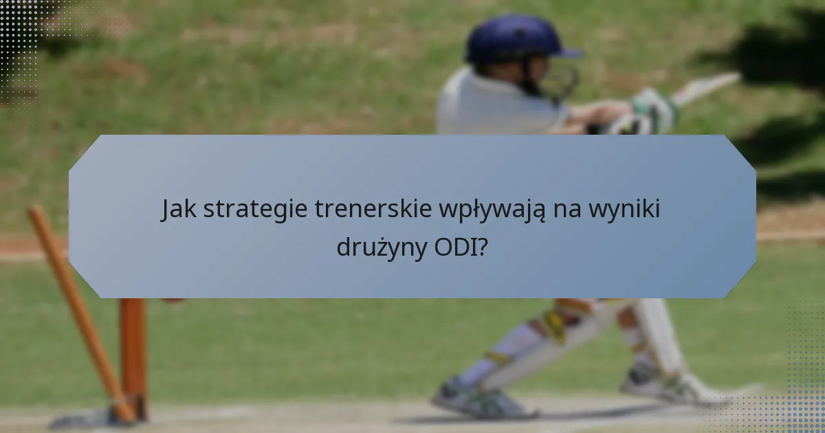 Jak strategie trenerskie wpływają na wyniki drużyny ODI?