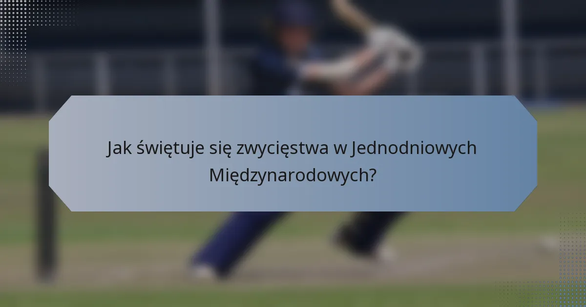 Jak świętuje się zwycięstwa w Jednodniowych Międzynarodowych?