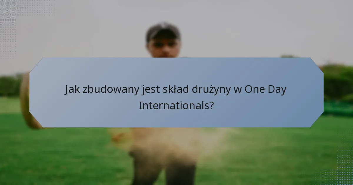 Jak zbudowany jest skład drużyny w One Day Internationals?