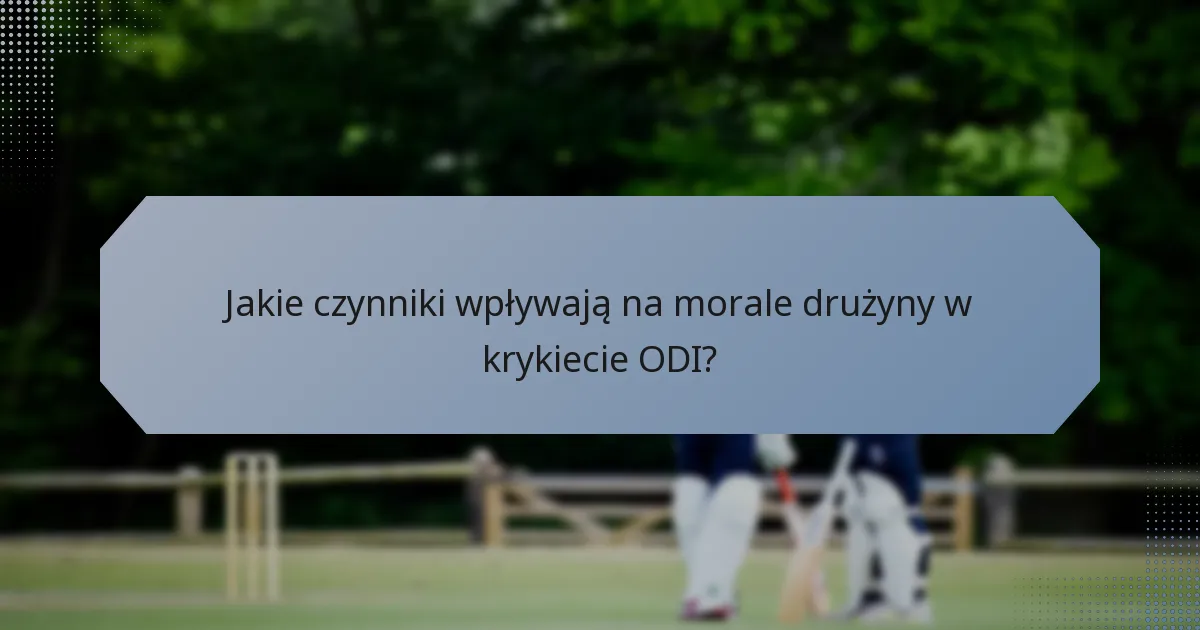 Jakie czynniki wpływają na morale drużyny w krykiecie ODI?