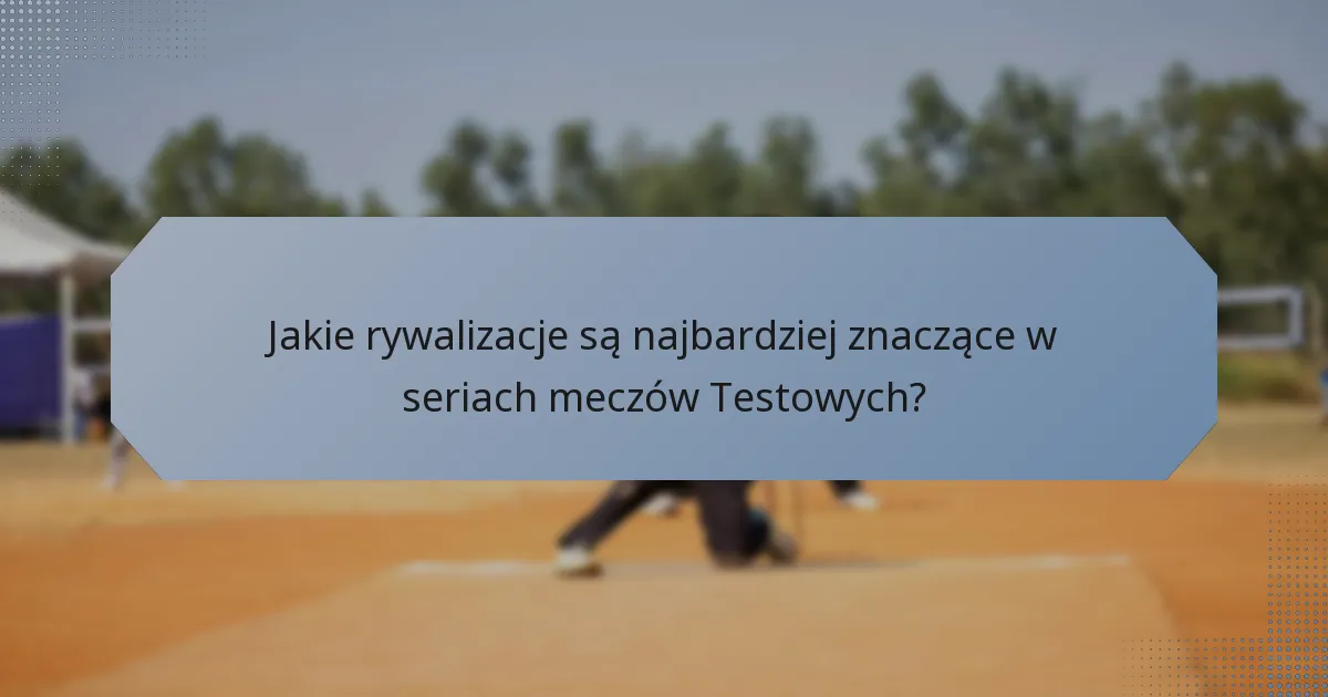 Jakie rywalizacje są najbardziej znaczące w seriach meczów Testowych?