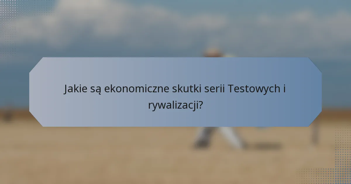 Jakie są ekonomiczne skutki serii Testowych i rywalizacji?