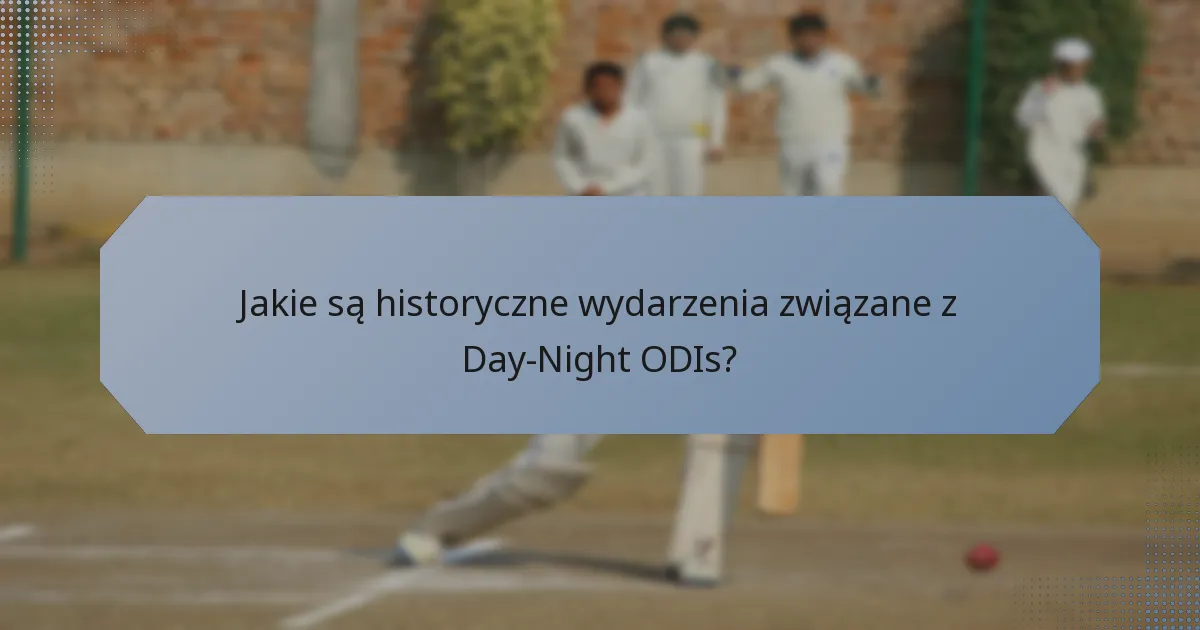 Jakie są historyczne wydarzenia związane z Day-Night ODIs?