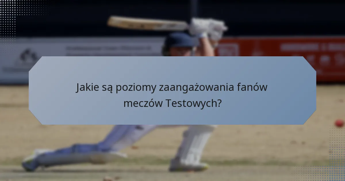 Jakie są poziomy zaangażowania fanów meczów Testowych?