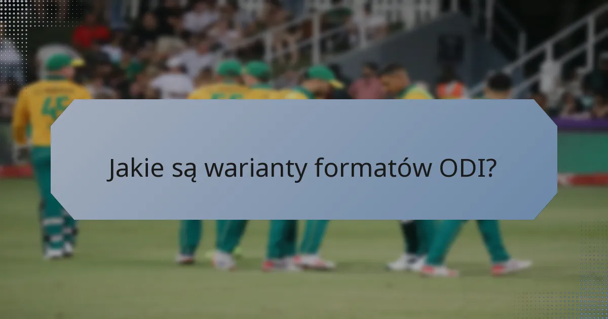 Jakie są warianty formatów ODI?