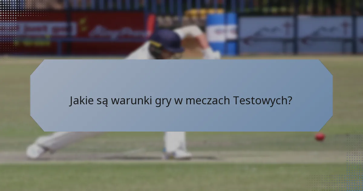 Jakie są warunki gry w meczach Testowych?
