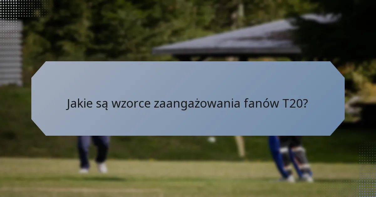 Jakie są wzorce zaangażowania fanów T20?