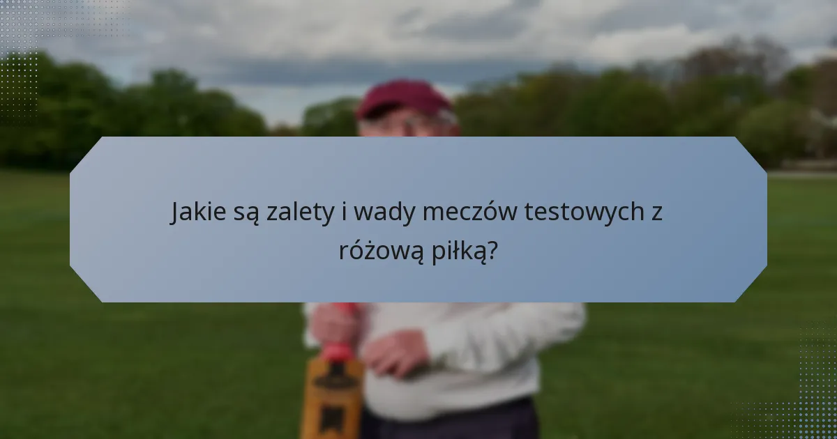 Jakie są zalety i wady meczów testowych z różową piłką?