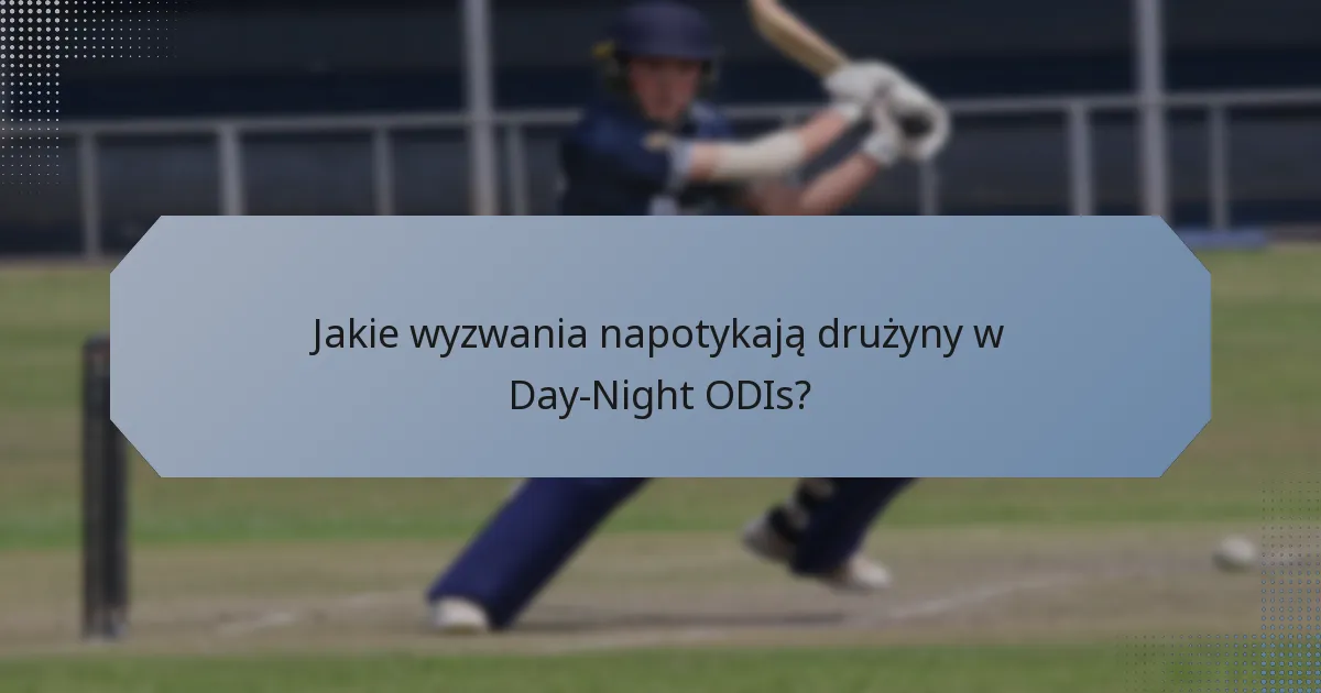 Jakie wyzwania napotykają drużyny w Day-Night ODIs?